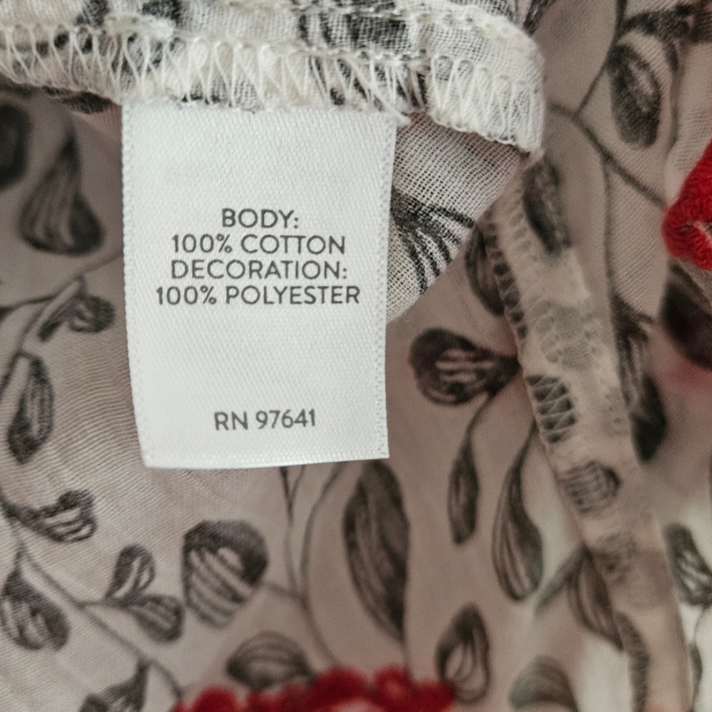 NWOT J Jill cream red black embroidered floral blouse top Womens Medium - Picture 12 of 12